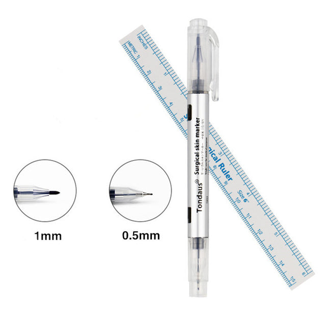 Sterile skin marker with ruler